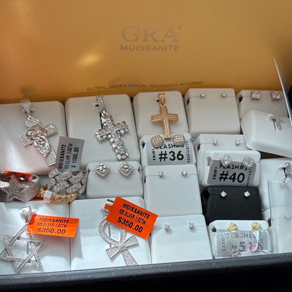 Moissanite Jewelry Set with Cross Pendants